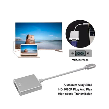 Adaptador De Usb-c Para Vga - Conversor Type C Usb 3.1 126